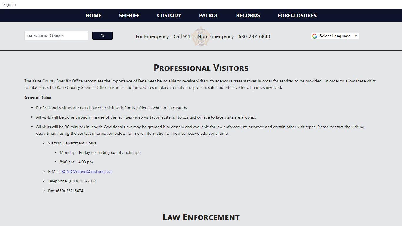 Adult JC - Corrections Professional Visitors